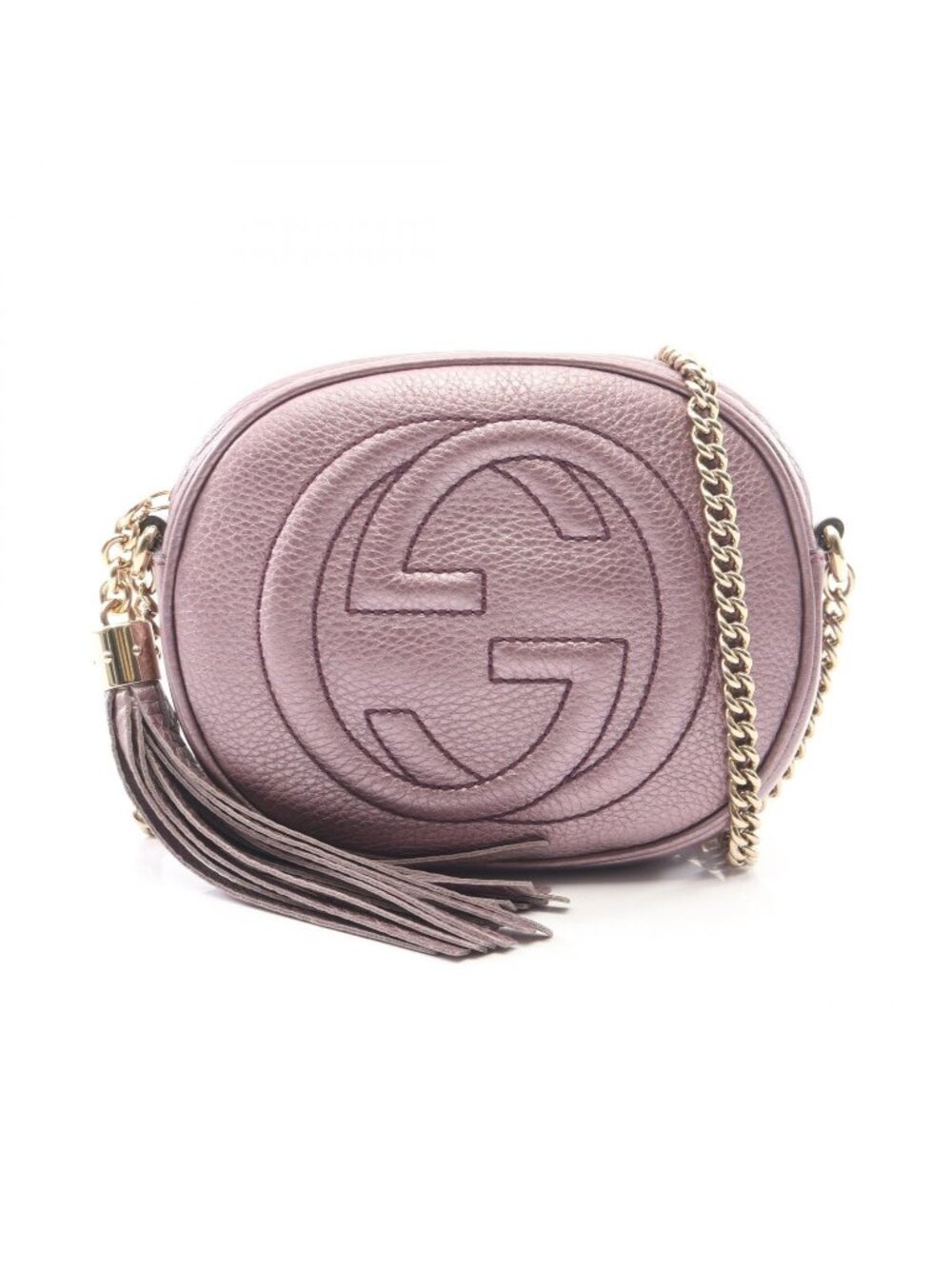 Gucci Shoulder Bag Soho Tassel Metallic Purple Leather Mini Chain